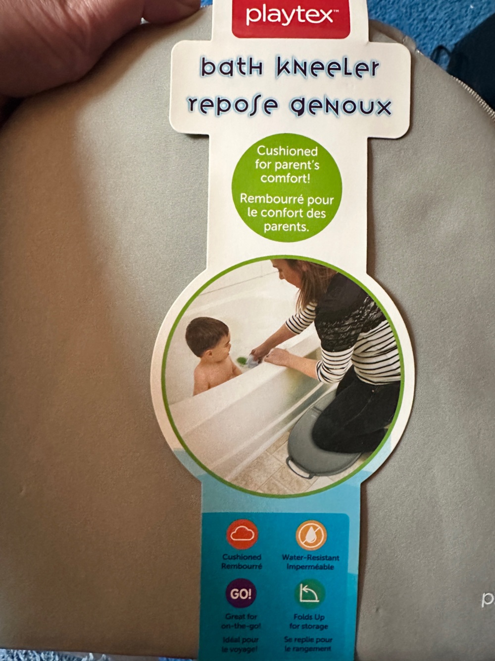 Playtex Gray Bath Kneeler Cushion for Parents